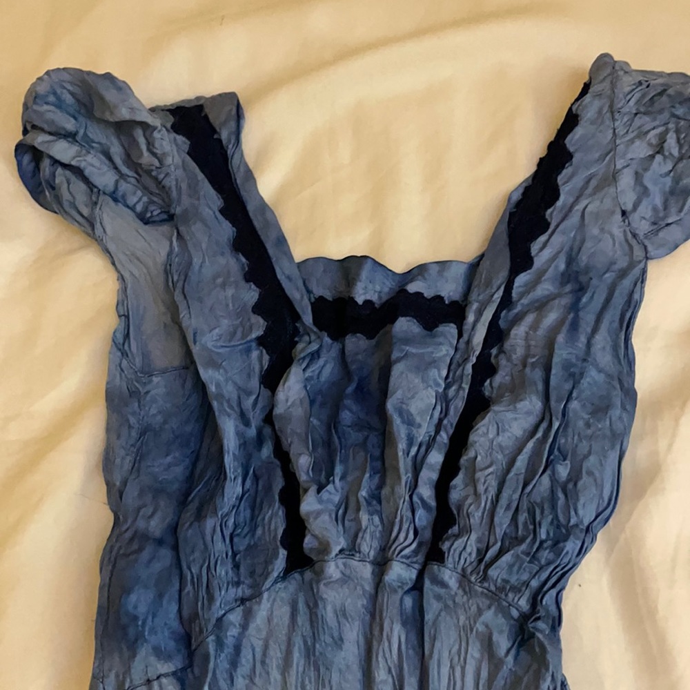 Blue silk dress